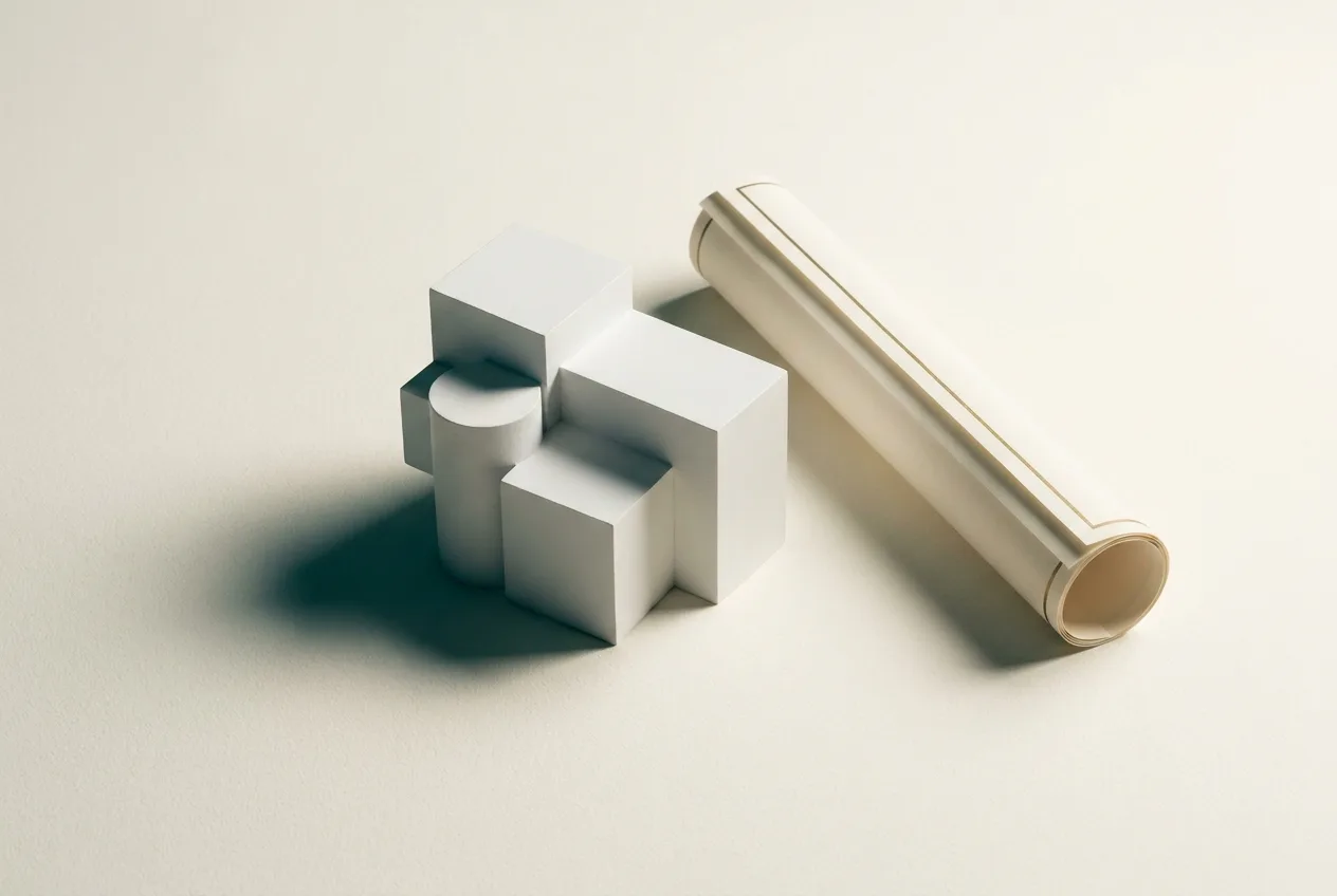 Architecture & Building | AHEG Resources A minimalist still life of geometric shapes represents the Engineering and Related Technologies field in the AHEG Resources.